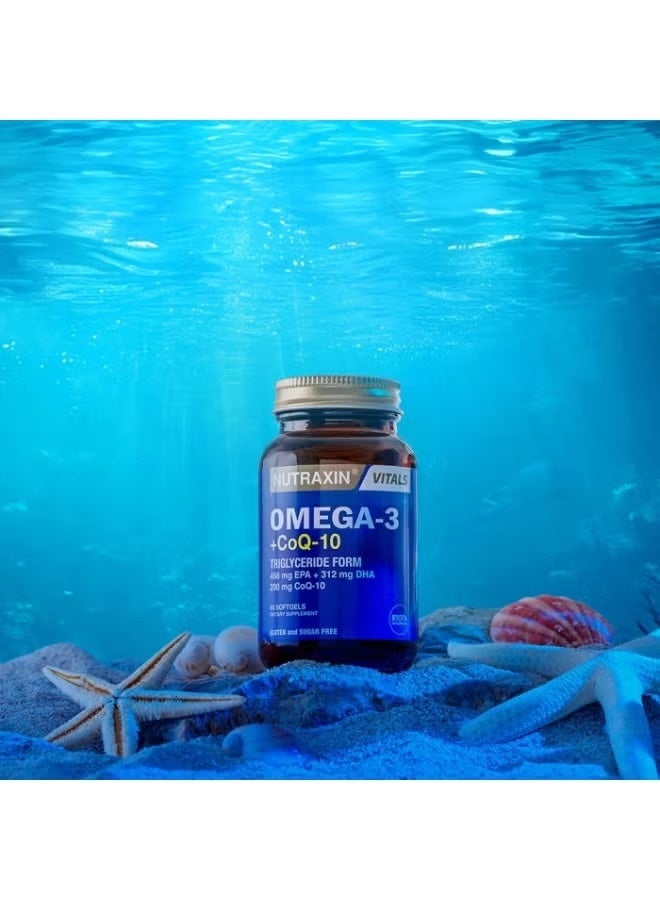 Nutraxin Omega-3 + CoQ-10 Maximum Potency Antioxidant and Fish Oil for Cardiac Support, Energy Metabolism 60 Tablets - Image 3